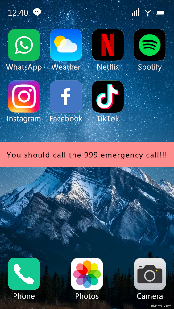 999 emergency call simulation screenshot